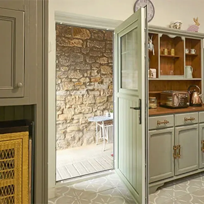 Green Back Door Interior