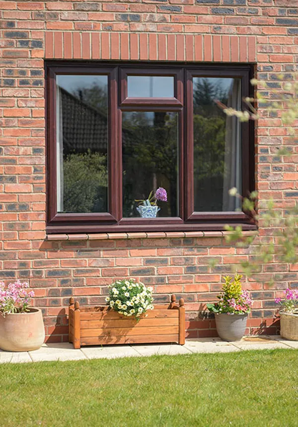 Dark woodgrain uPVC casement windows