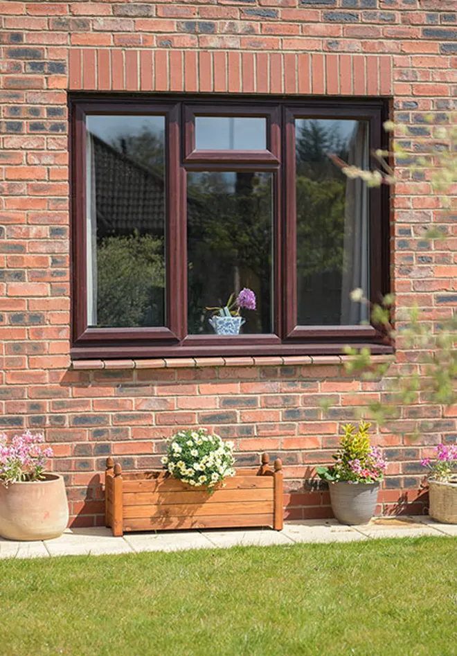 Dark woodgrain uPVC casement windows