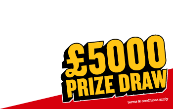 Header Image 5000 Prize Draw Text Red Background